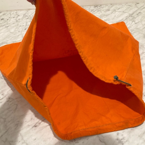 Hermes Classic Orange Large Drawstring Storage Dust Bag Horse Carriage Authentic - Picture 4 of 8